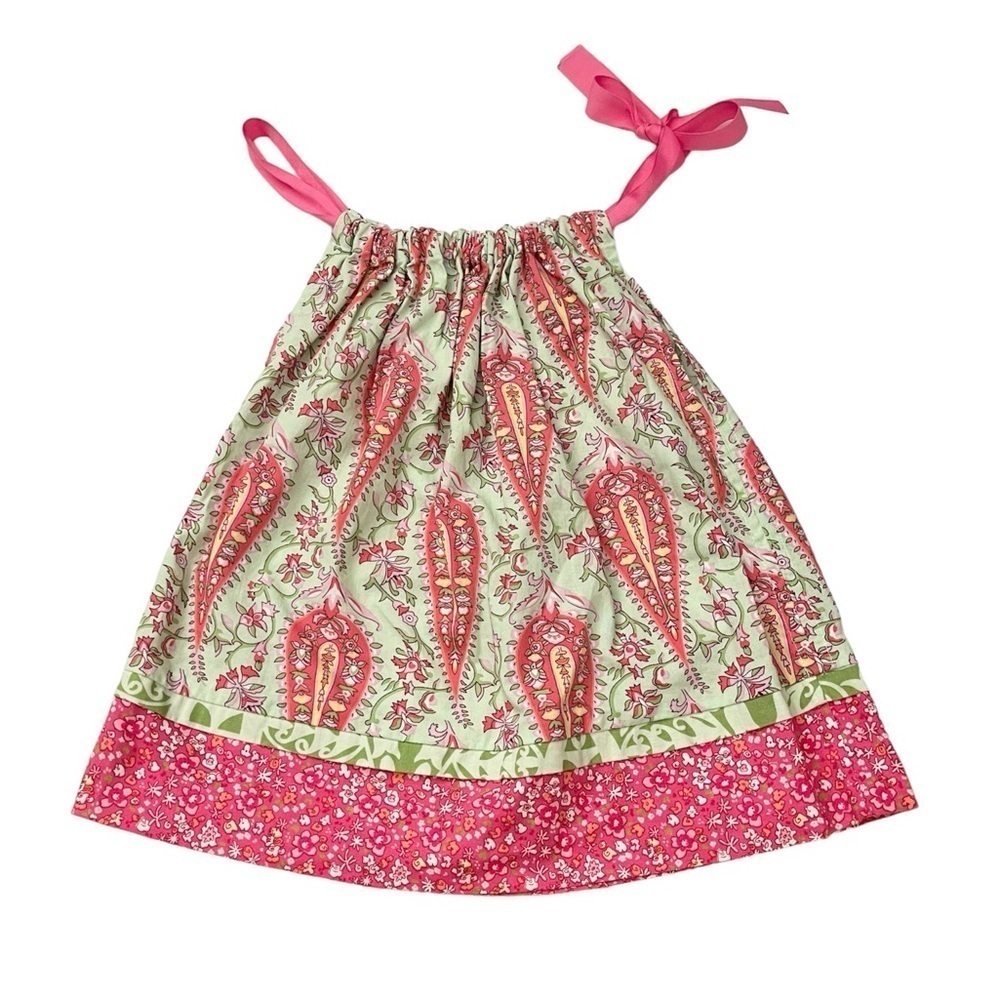 Handmade Light Green and Pink Paisley Halter Tank Top US 12 Girl